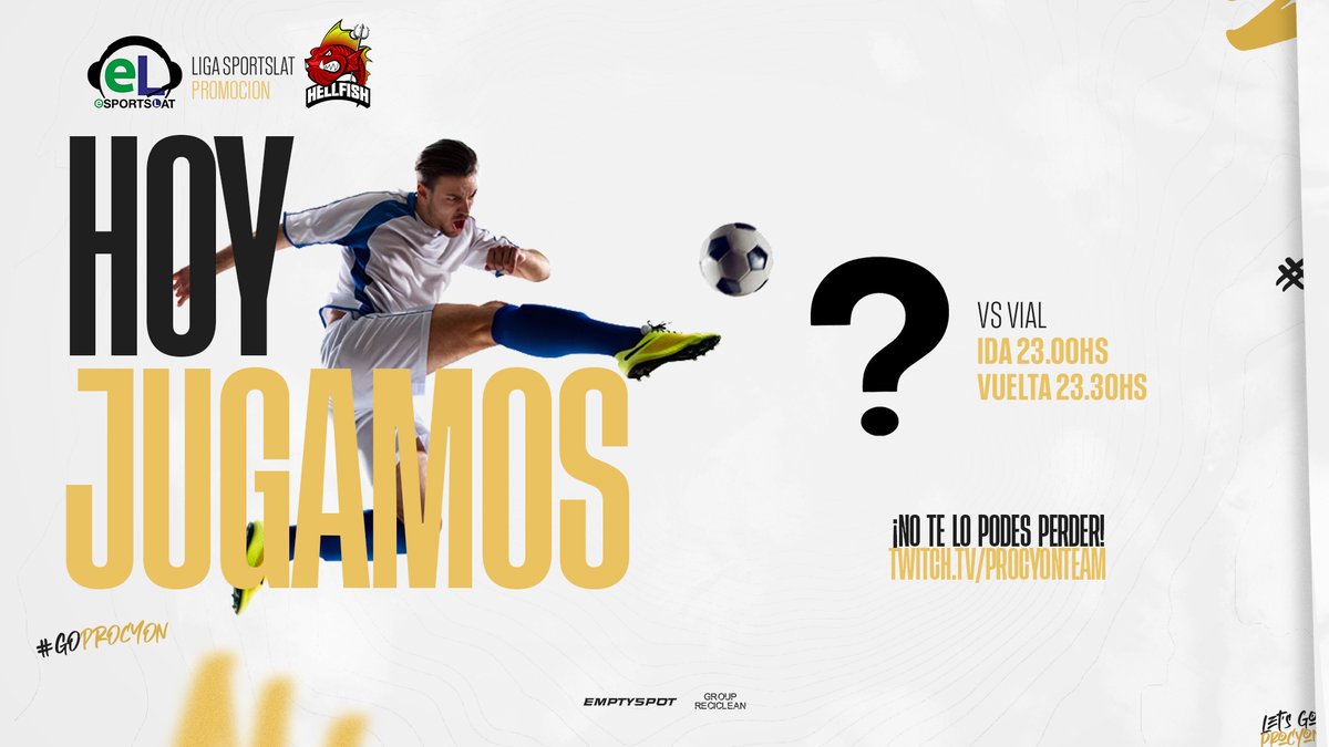 #FIFA 💻l  DIA DE PROMOCION 🤯

Llego el momento mas esperado, estaremos disputando un ida y vuelta vs Vial para promocionar dentro de la liga, el equipo esta mas preparado que nunca⚽️

¿Te lo vas a perder?
📲twitch.tv/procyonteam 

↪ 23.00HS
↩ 23.00HS

#GoProcyon🦝