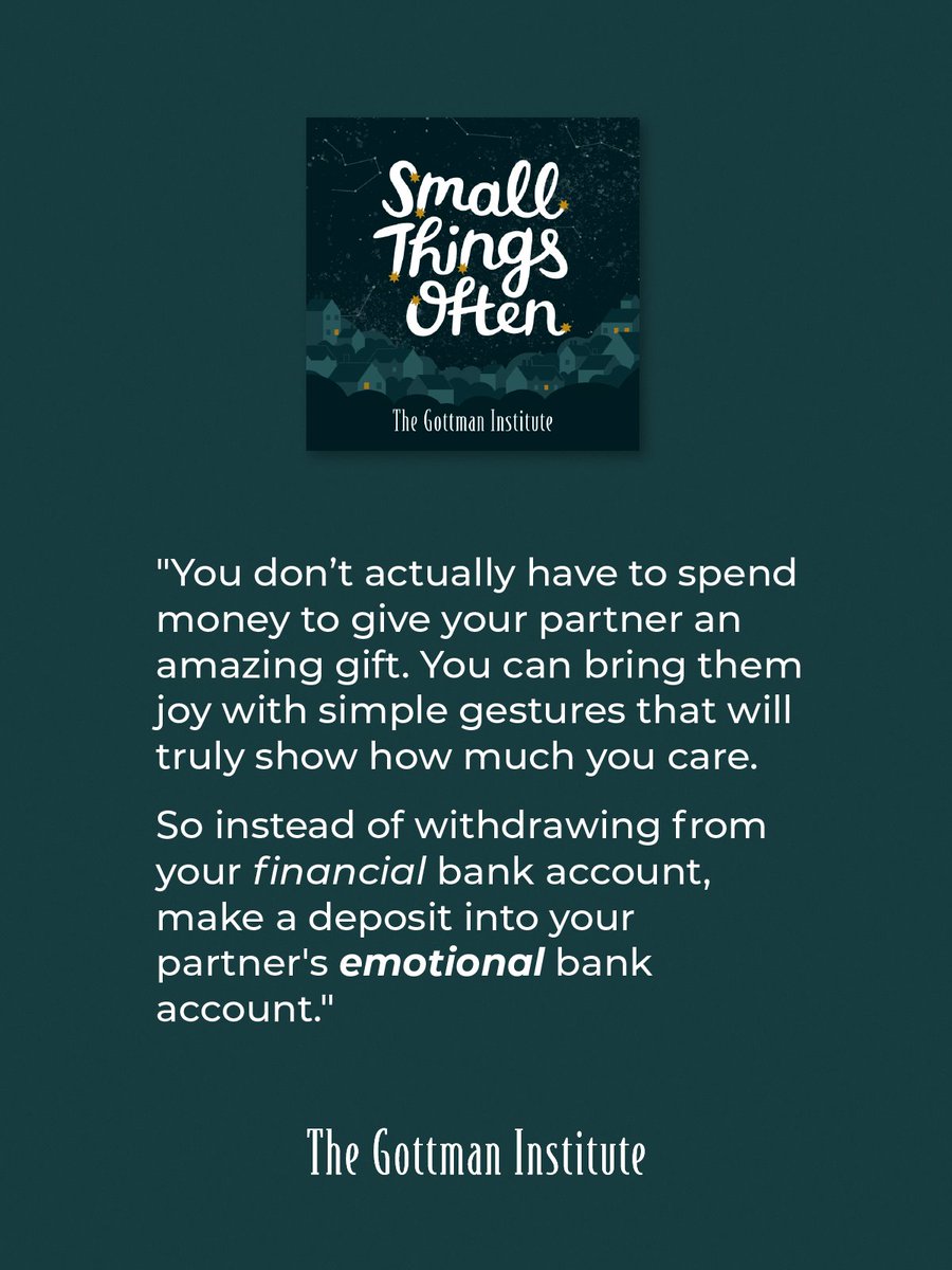 GottmanInst's tweet photo. Gifts from the heart are often the most meaningful. Hear how to bring your loved one joy with simple, thoughtful gestures on #SmallThingsOften: https://t.co/icf1UsmW7G https://t.co/6DUn2G7Zn4
