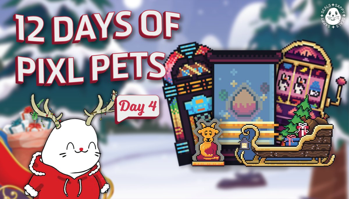 sappyseals's tweet photo. Day 4 of Pixl Pets✨

The highly anticipated Season 2 $PIXL Marketplace items are here! https://t.co/0xURd1wraR

New Additions:
-Sappy x Llama Slot Machine
-Sappy Sleigh
-Roulette Table
-Metabike
-Jukebox
-Genesis Incubator

🎁Like + RT to be eligible to win today's Pixl Pet! https://t.co/uwc9kGvNoc