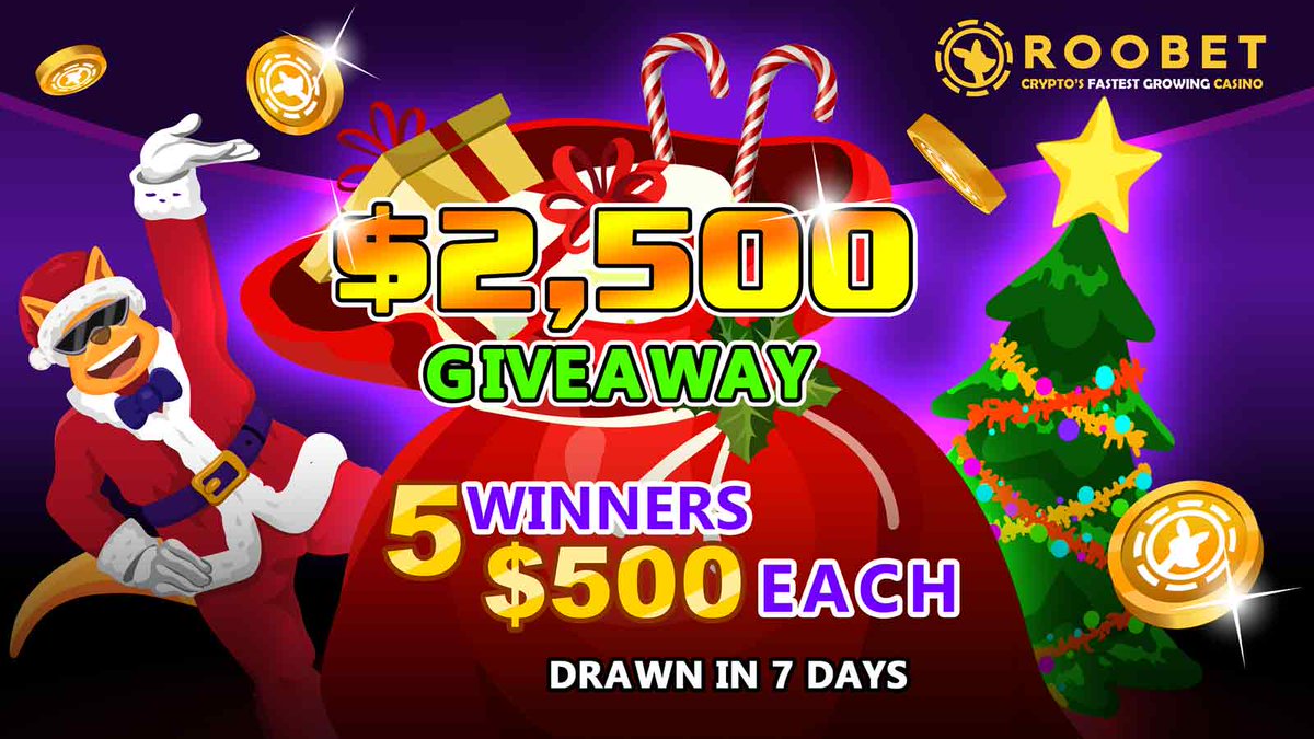 $2,500 Giveaway! 

5 Winners - $500 EACH!

-Follow
-Like and RT❤️
-Tag 2 friends
-Comment your Roobet Username🦘

Winners announced in 7 days ⏳

Crypto's Fastest Growing Casino: roobet.com