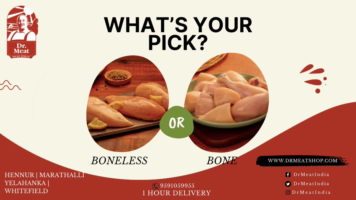 DrMeatIndia's tweet photo. I prefer my chicken with a bone, but I'll take it either way🍗🍗
What about you?

Love to eat delicious Chicken dish? 
Order :https://t.co/Xj0n4L7ZvH 
Try this #Fresh chicken.
📞 9591059955 to order.

We are at Hennur, Marathalli, Yelahanka, Whitefield

#drmeat https://t.co/D7YoXythBA