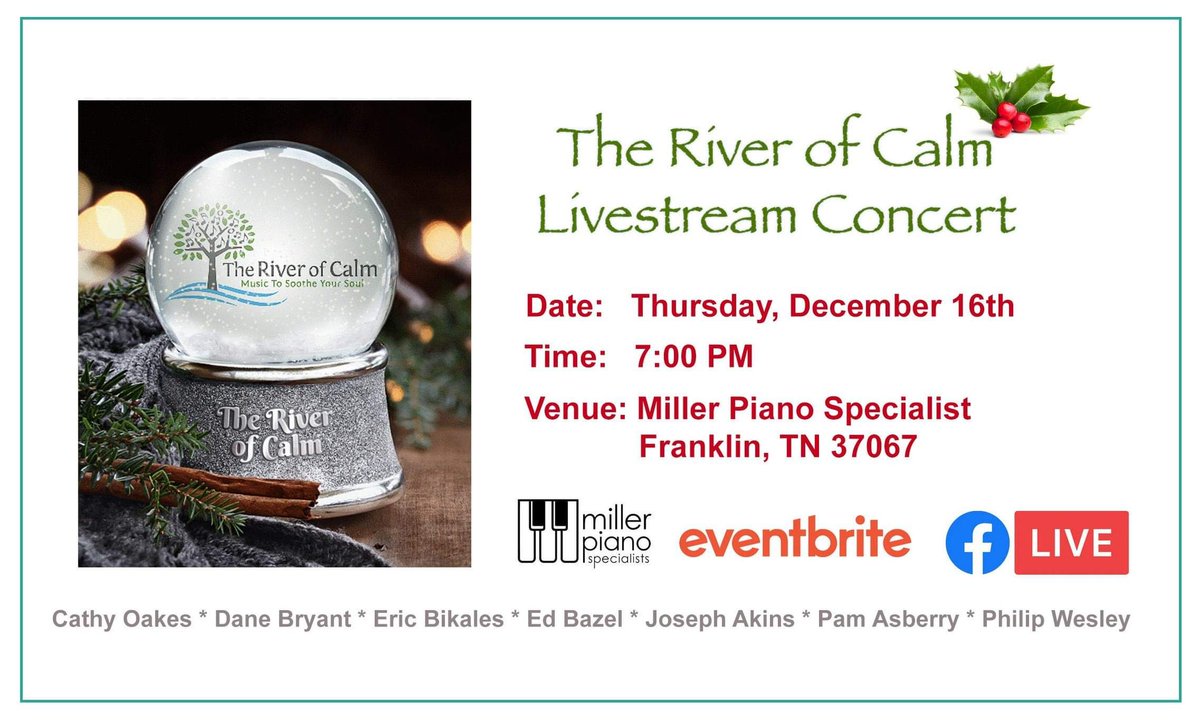 Concert starts at 7pm central time. Tap the link in my Twitter bio for more. #piano #holiday #concert #theriverofcalm