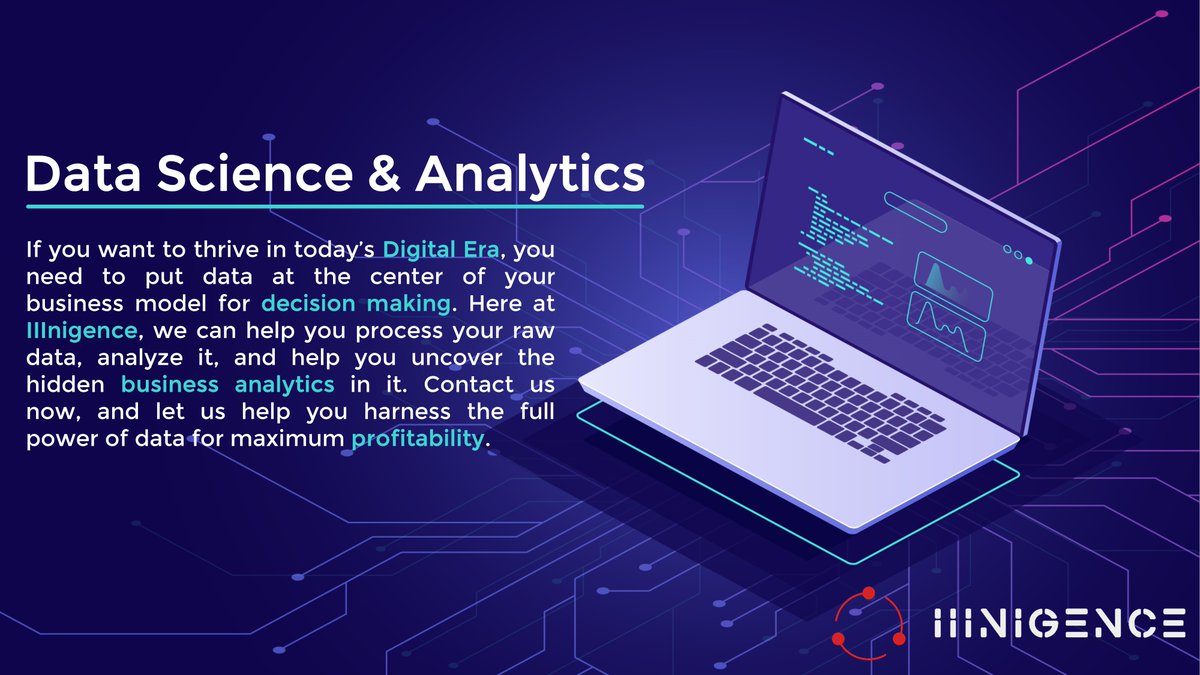 iiinigence's tweet image. Do you want to conquer the industry and lead the competition? Acquire our Data Science & Analytics services to get valuable business insights for making well-informed & calculated decisions before your competitors!
#datascience #dataanalytics #datascienceandanalytics #datamining