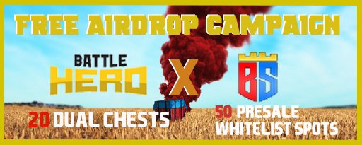 Dear Survivors...

As we promosed, here we bring you the free giveaway for 20 <a href="/BattleHeroNFT/">Battle Hero</a>  Dual NFT chests plus 50 WL spots for future $BNBS presale!

We want to reward our community as much! Good luck and have fun playing $BATH too!

gleam.io/4itgP/battle-h…

#airdrop #BNBS