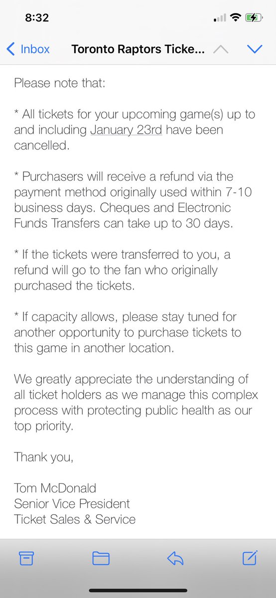 Raptors tickets cancelled — this feels like March 2020 all over again. #toronto #raptors #NBA