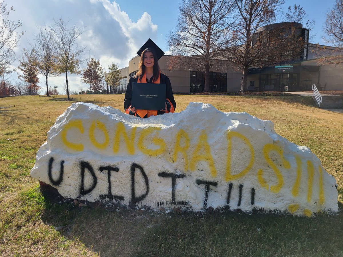 Great Day!  Our daughter graduated from The University of Texas at Dallas with cum laude honors! @IamMissRamos <a href="/jkleach01/">Jason Leach</a> @Ms_LaCroix1 <a href="/jkleach01/">Jason Leach</a> <a href="/drdanawest/">Dr. Dana West</a> <a href="/triciabadillo/">Dr. Tricia Badillo</a> @PrincipalLG <a href="/CFBISD/">Carrollton-Farmers Branch ISD</a> <a href="/kellyyanghk/">Kelly Yang</a> <a href="/JasonAWheeler/">Jason A. Wheeler</a> @spqrmiguel <a href="/davispe3/">@davispe</a> <a href="/MrsMarsh4th/">Lauren Marsh</a> <a href="/MrsZuritaPreK/">Charlene Zurita</a> 
SoProud