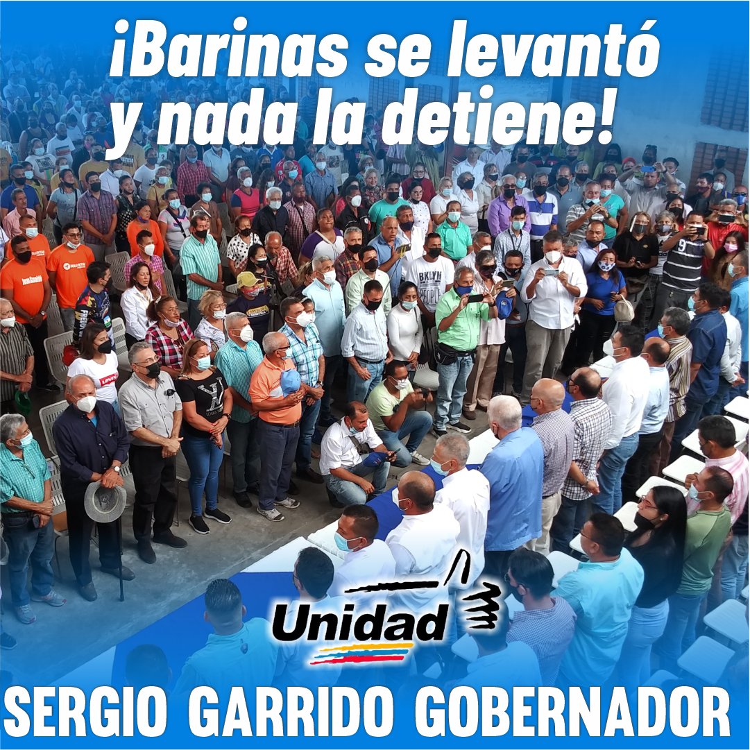 vpabarinas's tweet photo. Hoy,  en un acto sin precedentes en la historia política barinesa,  la dirigencia opositora regional selló el compromiso de trabajar unidos por Barinas para llevar a Sergio Garrido a la gobernación  el próximo 9 de Enero. https://t.co/puMYGAeRDE