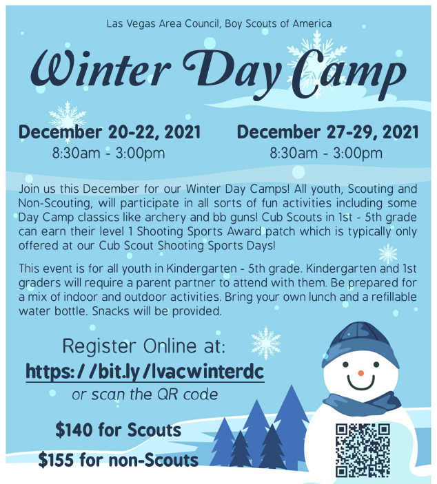 VegasScouts's tweet photo. Winter Day Camp registration extended and space added! Sign up here: https://t.co/sSWAoE6Pc3 https://t.co/xVIJhjwa8G