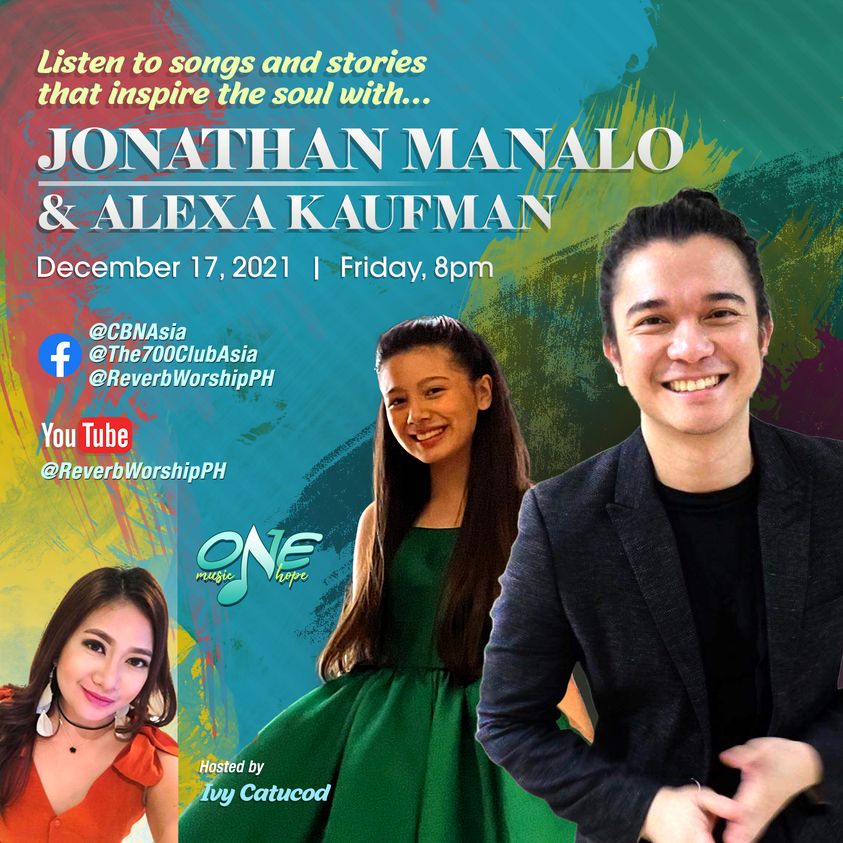The700ClubAsia's tweet photo. Enjoy a laid-back Friday night with inspiring singers Jonathan Manalo and Alexa Kaufman on #OneMusicOneHope, tonight at 8, with host Ivy Catucod.

#CBNAsiaOnlineShow https://t.co/EI1LSF4TMO