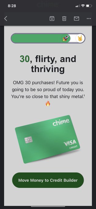 @Chime Almost there! 💚💚💚 https://t.co/pfSCH3YxaD<a class="tags" target="_blank" title="On Twitter" href="/?out=eyJ0eXAiOiJKV1QiLCJhbGciOiJIUzUxMiJ9.eyJpYXQiOjE3MjUzNjcyODAsImlzcyI6InR3cG9ybnN0YXJzLmNvbSIsIm5iZiI6MTcyNTM2NzI4MCwiZXhwIjoxNzU2OTAzMjgwLCJyZWRpcmVjdF91cmwiOiJodHRwczovL3R3aXR0ZXIuY29tL0NoaW1lIn0.E66m7bMnulBYB8JlbXWn6-4UZ6I_o6jtcGjCDldOhx7df4H-p0jS001YuodsICd_oMnDxIIfM1b8igrPBA_nEA">@Chime</a><a href="/tag/chime"class="tags"><span>#chime</span></a><a href="/tag/whyichime"class="tags"><span>#whyichime</span></a><a href="/tag/metalcreditbuildercard"class="tags"><span>#metalcreditbuildercard</span></a>