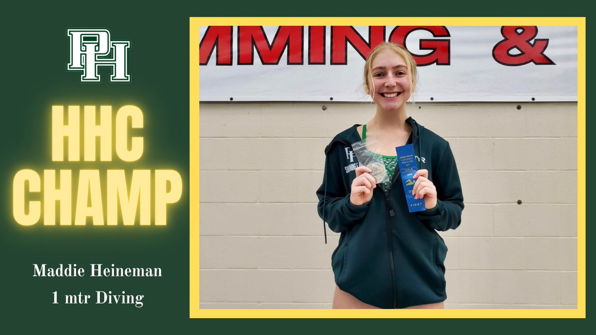 PHHSswimming's tweet image. Girls @HHCConference Meet
1 mtr Diving

1st Place
@MaddieHeineman9, podium finish
🏆CONFERENCE CHAMPION🏆

9th place
Ella Grobey

14th place
@zoekesler 

#HardWorkPaysOff