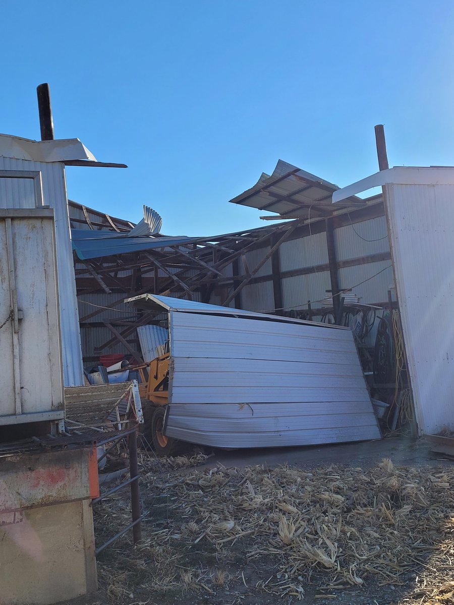 DrewComes's tweet photo. EF2 tornado went through our home farm last night. All the livestock accounted for and we are thankful that there were no injuries around the Atlantic area. https://t.co/gK5d45nHYm