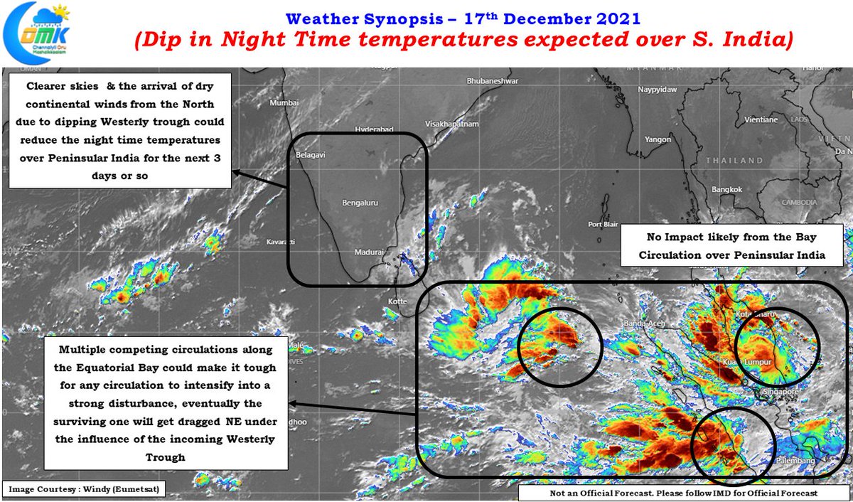 ChennaiRains's tweet photo. As drier #Weather gets established over S. India night time temperatures are expected to dip over the NW interior parts of #TamilNadu &amp; adjoining areas of #Karnataka &amp; #AndhraPradesh. #Chennai suburbs could see min. temp around 20ºC during weekend https://t.co/q5l3QEcrmG #COMK https://t.co/3GiTu4cJS4
