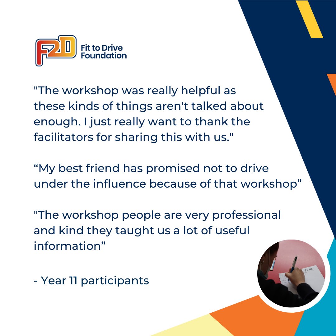 F2DFoundation's tweet photo. 2021 wrap up!

The F2D Year 11 Workshop is proudly supported by TAC and VicRoads to bring road safety education to Victorian education providers and young road users.

Road trauma doesn’t discriminate so please take care this festive season. https://t.co/g46r2sQleB
