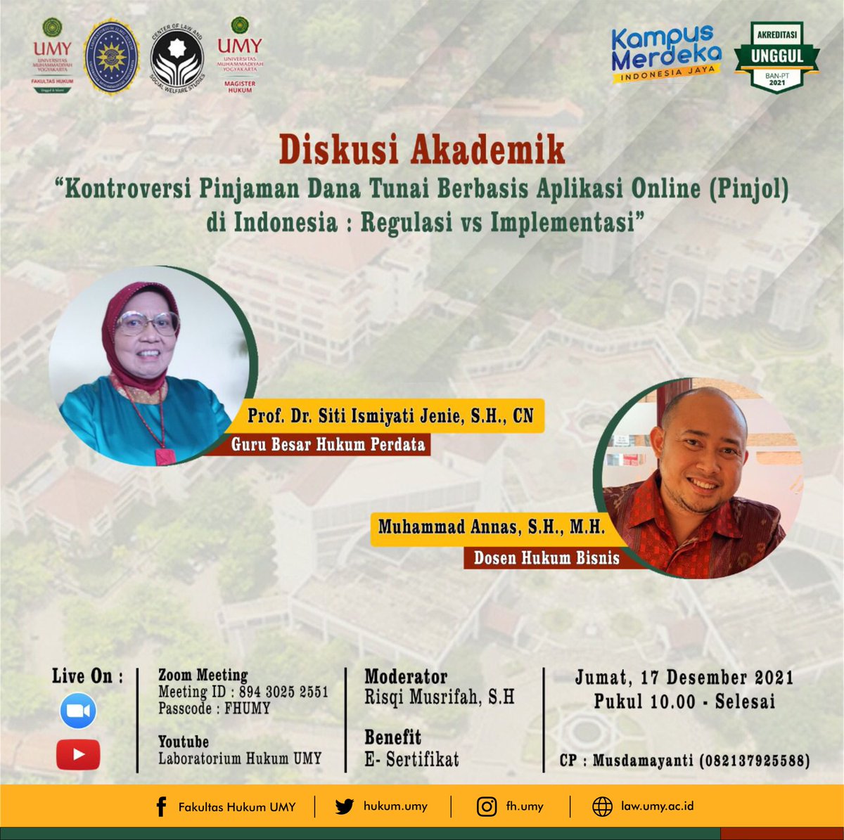 Fakultas Hukum UMY bekerja sama dengan  Laboratorium Hukum Fakultas Hukum Universitas Muhammadiyah Yogyakarta, Pusat Kajian Hukum dan Kesejahteraan Sosial Fakultas Hukum Universitas Muhammadiyah Yogyakarta, dan Magister Hukum Universitas Muhammadiyah Yogyakarta
✨Proudly Present