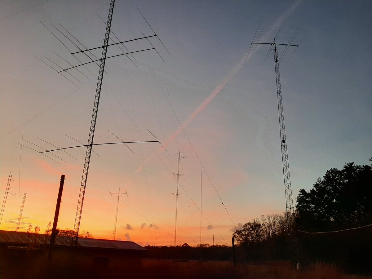 Sun setting on the bayou.  80 degrees and acres of towers and antennas #HamRadio #Remote