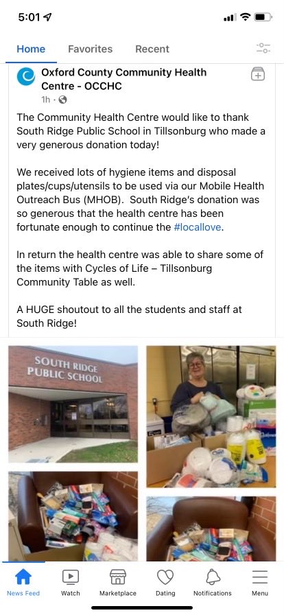 Way to go ⁦<a href="/SouthRidgeTVDSB/">South Ridge Public School</a>⁩ !   So proud of our students and staff. We collected for helping hands food bank and Salvation Army as well!