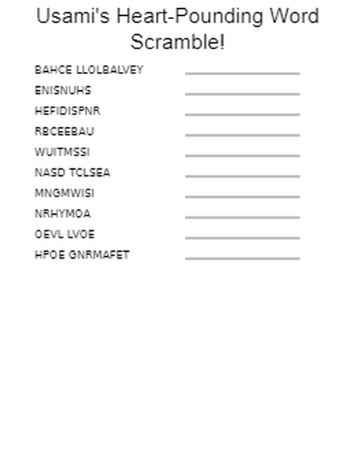 "Since my last puzzle had an oopsie, lets' try something simpler!  This is a World Scramble!  Uhuhuhu~!

I've scrambled up 10 fun beach-trip themed words!  Can you figure out what they all are?"