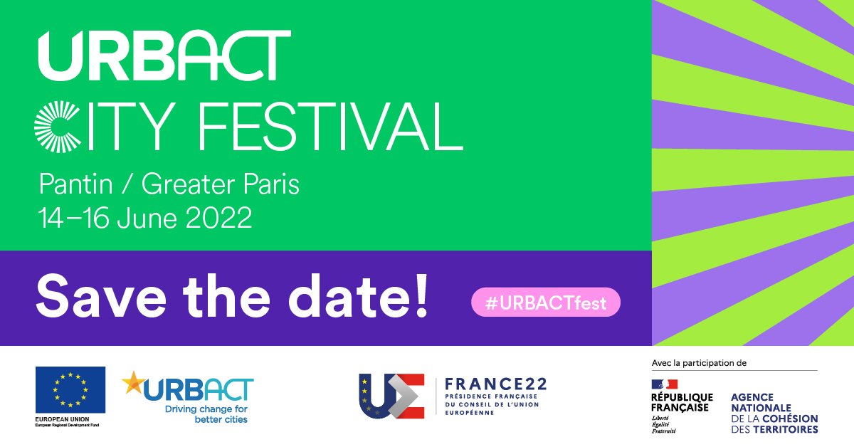 URBACT's tweet image. SAVE THE DATE for our 2022 #URBACTfest: 14, 15, 16 June in Paris, France! bit.ly/3E5k7nB
We’ll be celebrating the launch of URBACT IV, Action Planning Network achievements, getting back together in person &amp;amp; more…
This Festival edition aims to be fully carbon neutral!