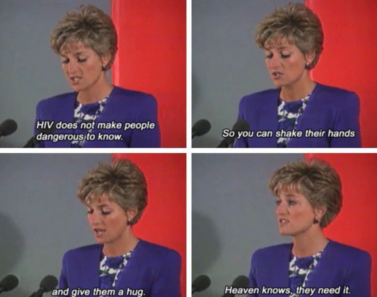 1991: Princess Diana said you could hug someone with #HIV without risk.
It needed to be said.
Now: You can have sex, with or without condoms, with someone who has HIV and is on treatment, without risk of HIV.
This needs to be understood. 
#UequalsU
HIV has changed. Tell everyone.