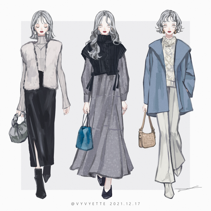 「2021-22 秋冬ファッション まとめ 」|ツツイモモエのイラスト