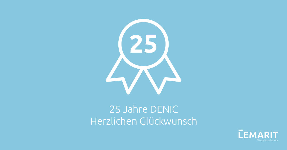 LEMARIT's tweet photo. 🎁 DENIC, the organization responsible for all domains registered under the country code .de, is celebrating its 25th anniversary.

Congratulations! https://t.co/9ywBqrESP2