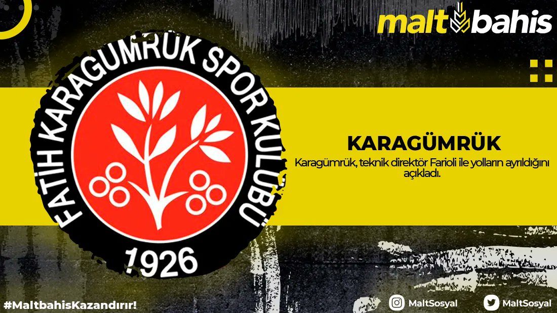 ⚽ Karagümrük, teknik direktör Farioli ile yolların ayrıldığını açıkladı.

 #maltbahis #yuksekoranlar #eniyioranlar #canlibahisoyna