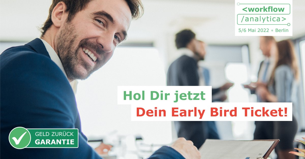 Prozesse zu optimieren und automatisieren ist deine Leidenschaft? Du liebst deinen Beruf und tauscht dich gern darüber aus? Hol dir jetzt das Early Bird Ticket zur #WorkflowAnalytica! 👉 workflow-analytica.eu/tickets-workfl… #MINAUTICS #gernperDu #Prozessmanagement #Prozessanalyse #BPM