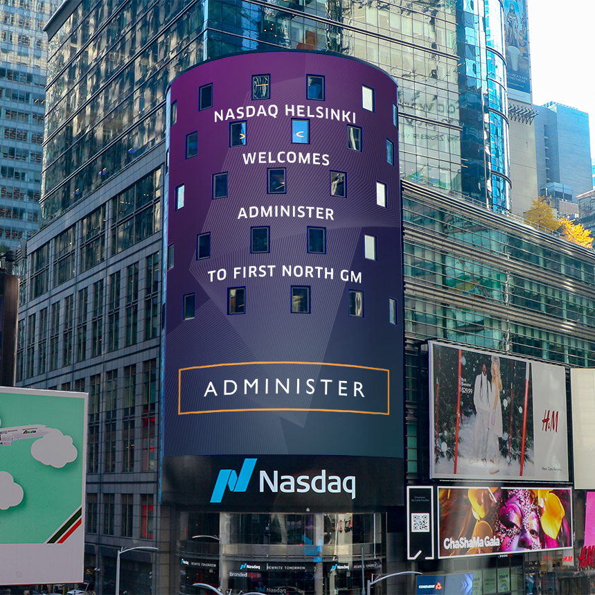 EmCeOy's tweet photo. Tänään on juhlapäivä, Administer Oyj on nyt pörssissä! 🎉 Kaupankäynti osakkeillamme  on alkanut Nasdaq Helsingin First North -markkinapaikalla. https://t.co/rMqDcakyRY