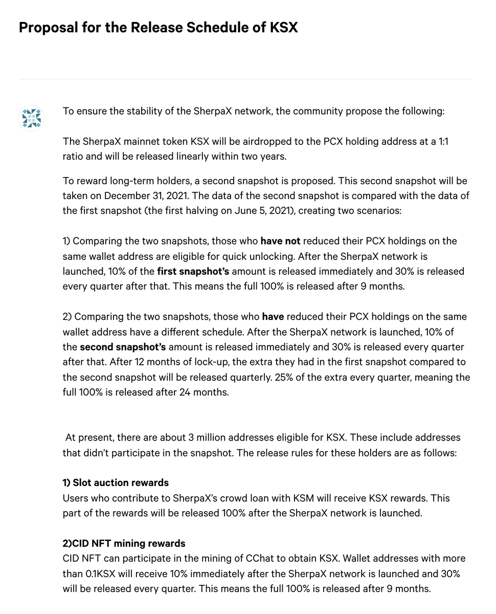 Here are the detailed KSX release rules! And, this is a proposal that needs to be voted to take effect.