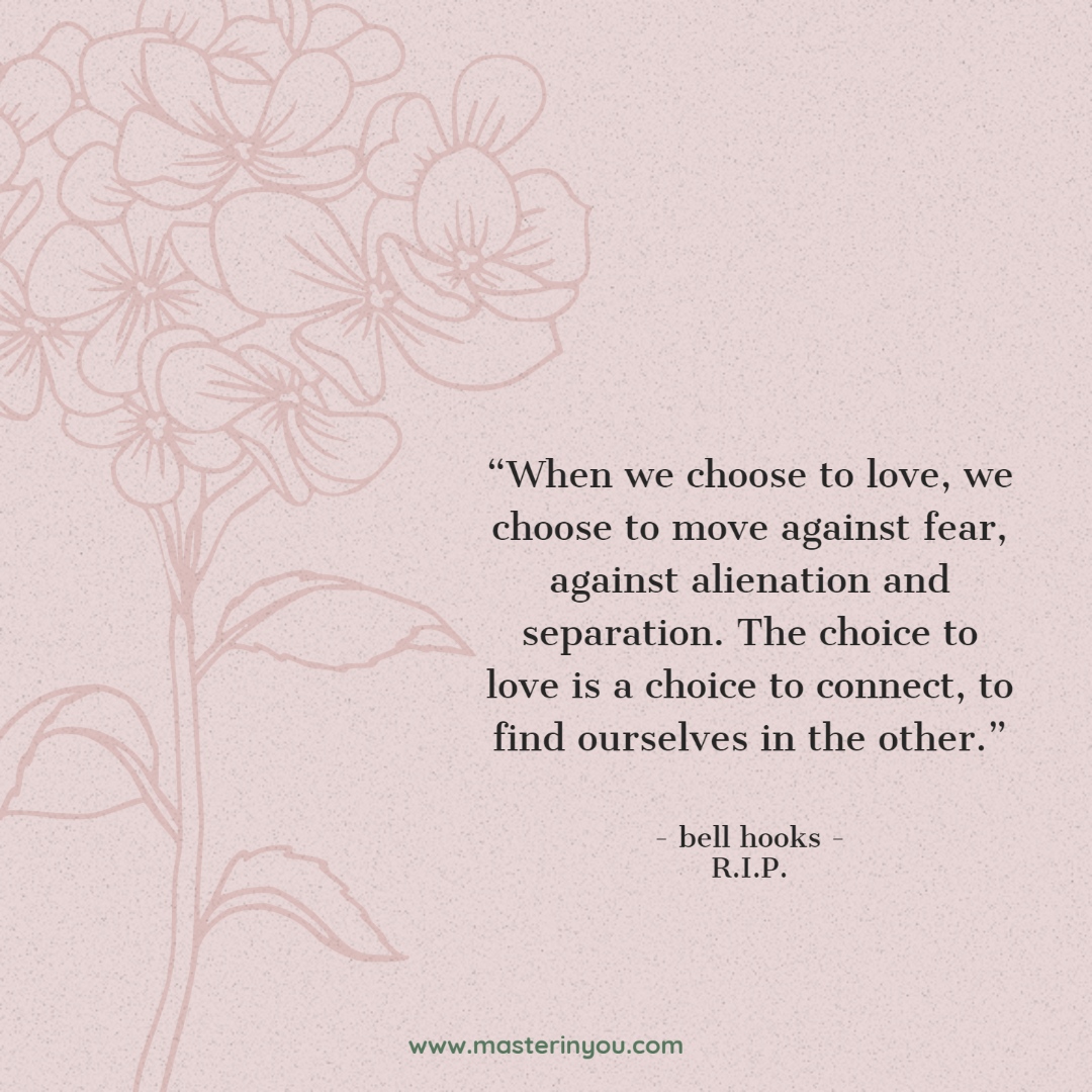 masterinyou's tweet photo. Happy Friday🙂in honour of bell hooks who passed away this week: choose love, not fear ❤️#friday #love #fear #mentalhealth #mentalhealthawareness #personaldevelopment #selfimprovement #motivationalquotes #inspirationalquotes  #quoteoftheday #masterinyou #positivethinking #life https://t.co/n8ZqOmF5bf