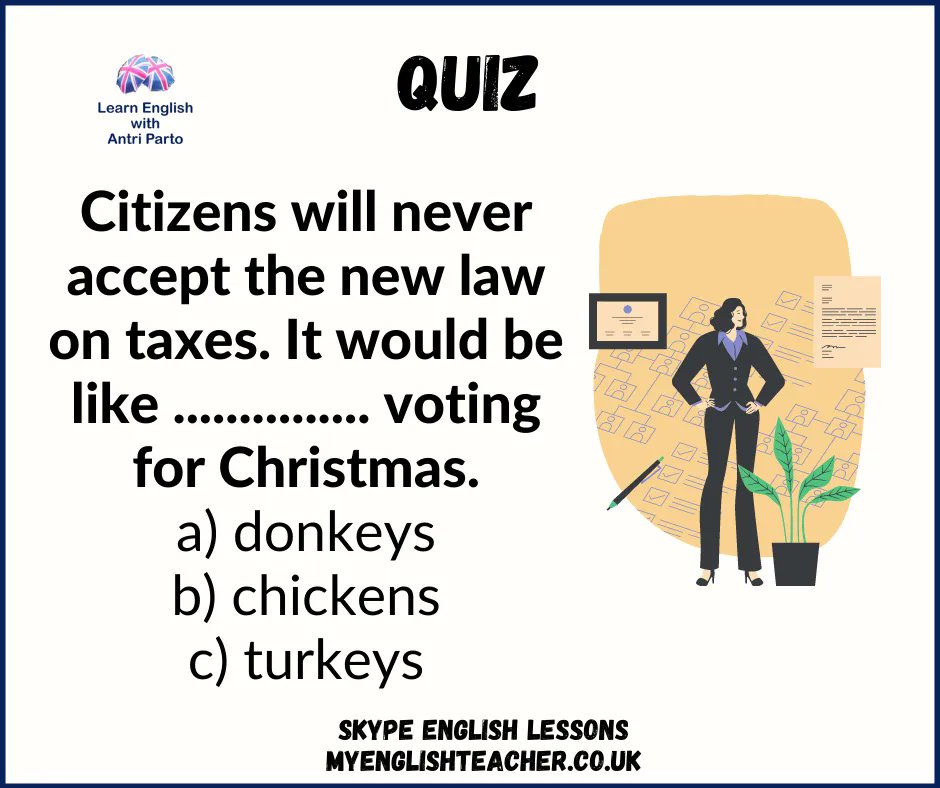 MyLinguaAcademy's tweet photo. Quiz of the day
Check your answer here ➡️ https://t.co/x78jKUIdo0
#learnenglish #learnenglishonline #skypeenglishlessons #zoomenglishlessons https://t.co/xarQD0hFr4