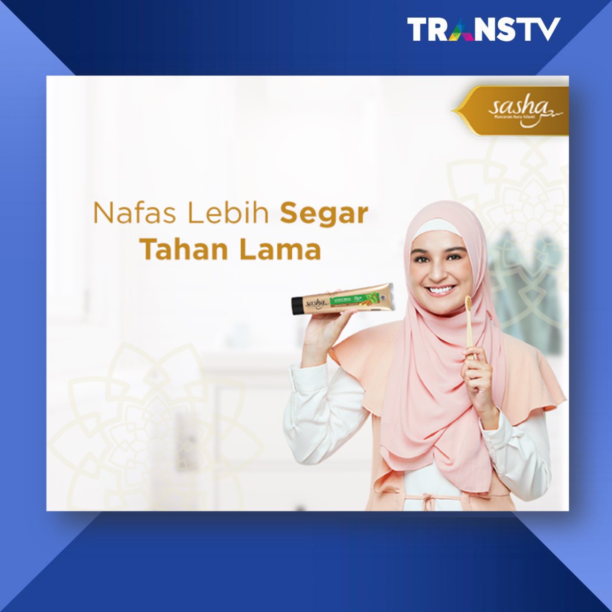 TRANSTV_CORP's tweet photo. Kandungan ekstrak daun sirih dalam Sasha Pasta Gigi Halal Bersiwak Antibakterial membuat nafas lebih segar tahan lama.
#GigiSehatSasha #pastagigihalalbersiwak #SashaHalalToothpaste #HalalToothpaste #Antibacterial https://t.co/8leQSYpBgJ