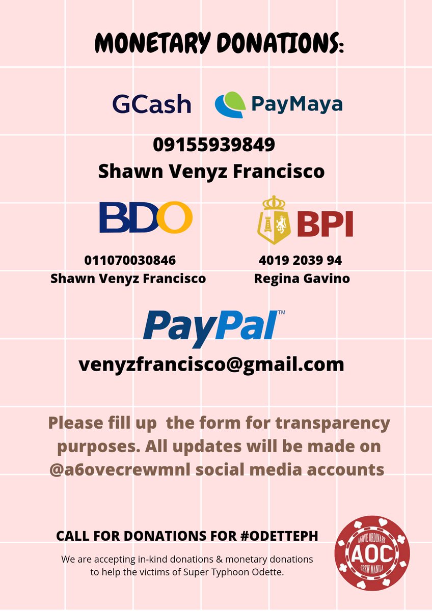 ‼️‼️‼️‼️‼️ Sa mga nais tumulong sa mga nasalanta ng bagyong Odette sa Siargao, Cebu at Bacolod. Pls refer to these pics. Kahit rt lang po ay malaking tulong. 

<a href="/luckymanzano/">Luis Manzano</a> <a href="/Mscathygonzaga/">Alex Gonzaga-Morada</a> <a href="/robertmarion/">Robi Domingo</a> <a href="/wackykiray/">Wacky Kiray</a> <a href="/angbayani/">Bayani Agbayani</a> <a href="/AndrewE_Dongalo/">Andrew E.</a>