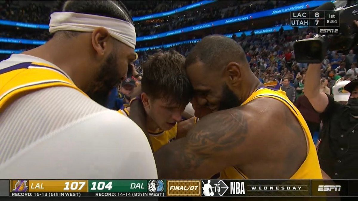 NBAMemes's tweet image. LeBron probably: "You're surviving the trade deadline, kid."