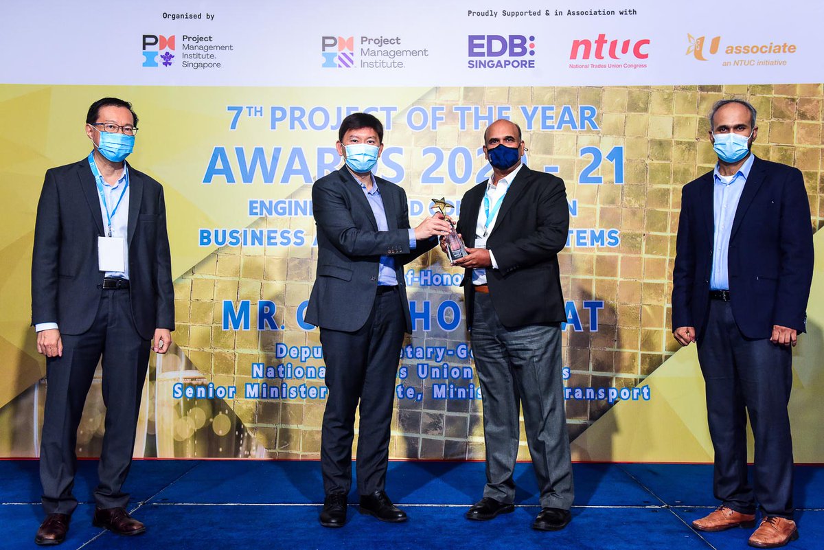 Congratulations to our #ProjectManagement team in Singapore Sellappalany, David Wong, Valerie Lau, and Irwin Hafiz for winning the Project of the Year 2020-2021 from <a href="/PMI_Singapore/">PMI Singapore Chapter</a> for their #sustainable delivery of the Ayer Merbau Reclamation Phase 2 project.