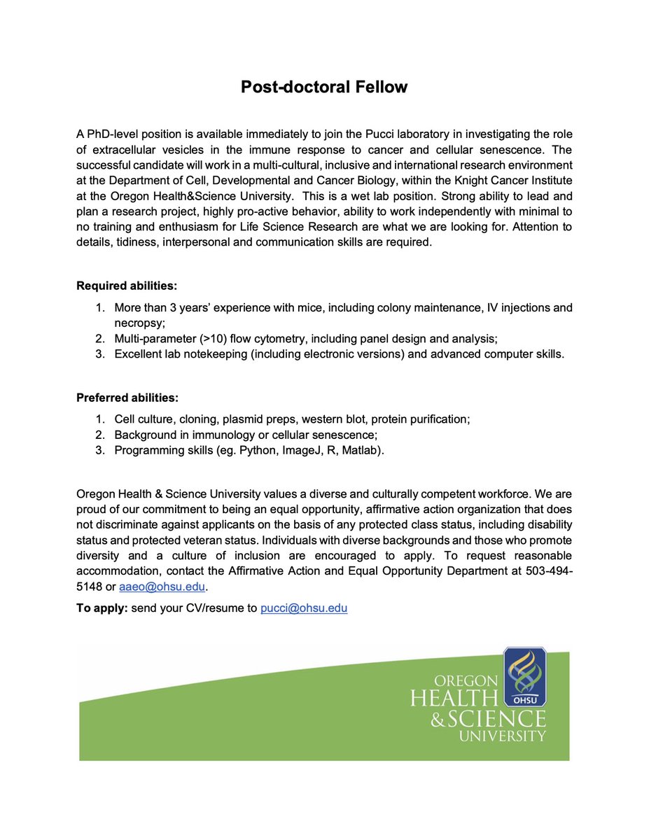 Postdoc position available! Join us to engineer #exosomes in #cancer #immunology