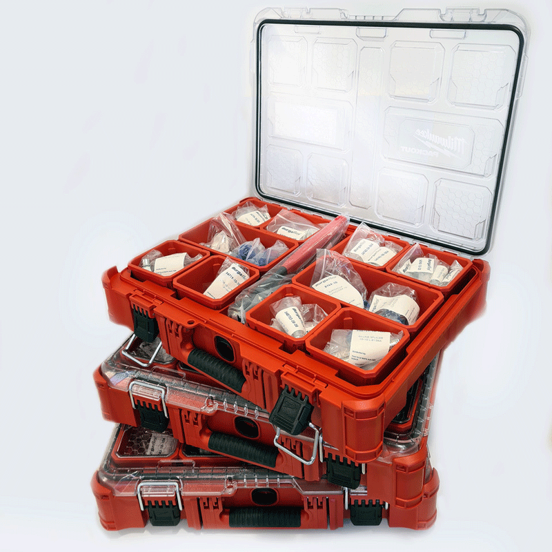 📣 "More Burgaclip kits!" you said... so we answered!

You can now buy 3 different Burgaflex auto AC hose repair kits. 

There's a starter kit, OE Hose repair kit, and an Add-on kit, or buy all three as one unit - with every Burgaflex kit packed in a  Milwaukee Packout case.