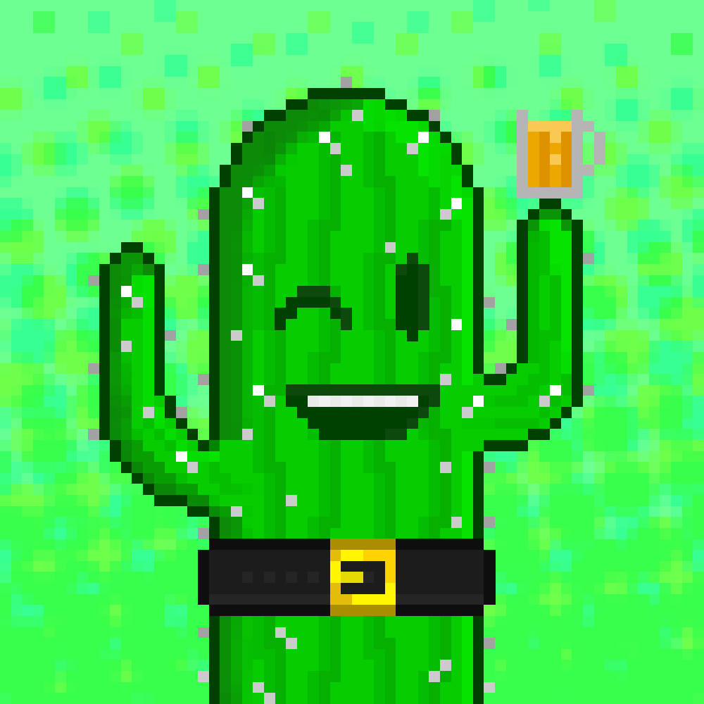 BTro_DesignsNFT's tweet photo. I snagged this guy up tonight from @CactusAndCoNFT 🌵 He may have had a little too much to drink and stole Santa's belt... #wink #thefirst50 #algorand #AlgoNFT https://t.co/sSUUnLMYMF