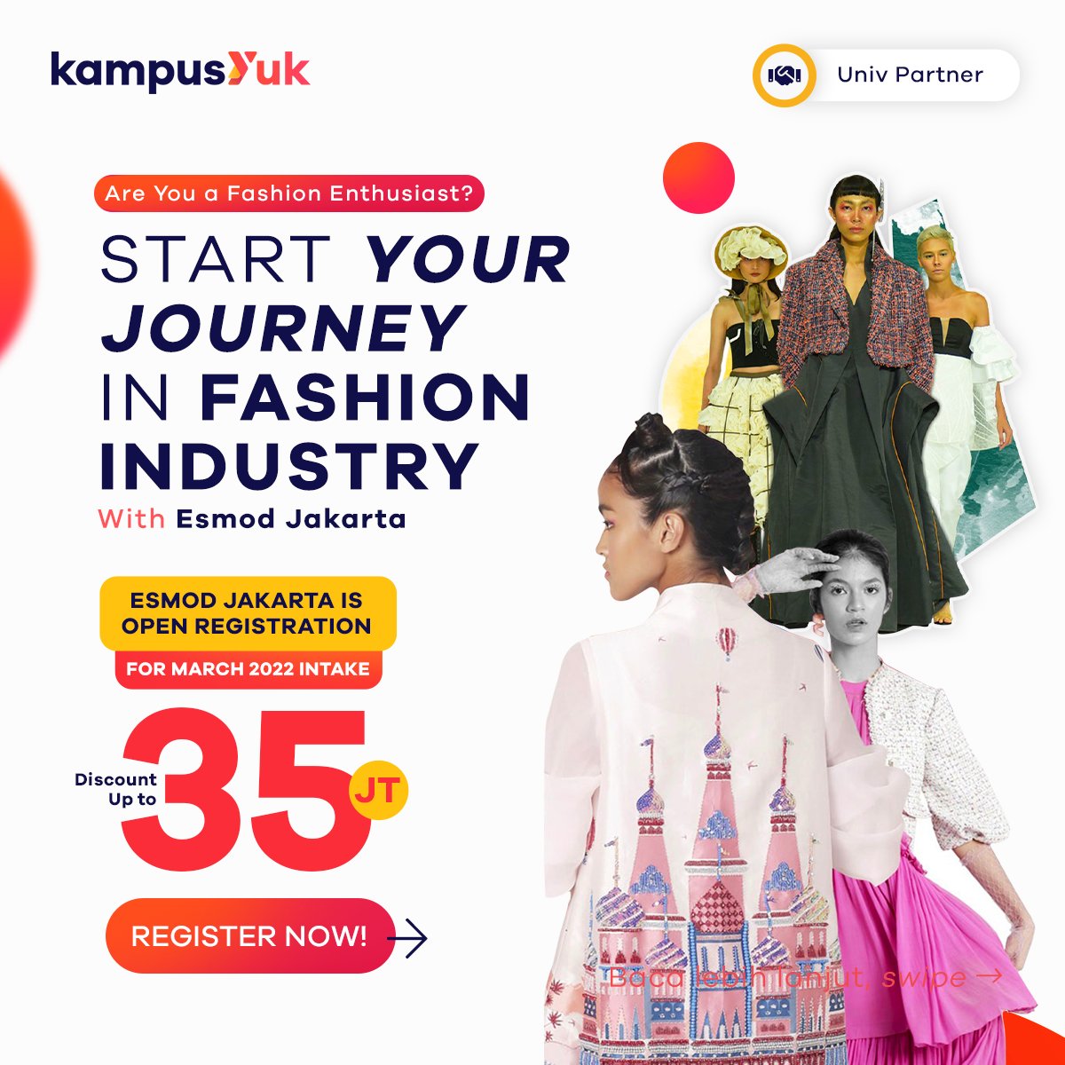 kampus_yuk's tweet photo. Daftarkan diri kamu sekarang untuk mendapatkan diskon hingga 35 juta. Klik link di bio ya!
#kampusyuk #esmodjakarta #fashionschool #fashion #daftarkampusyuk https://t.co/Xg150DIyBZ