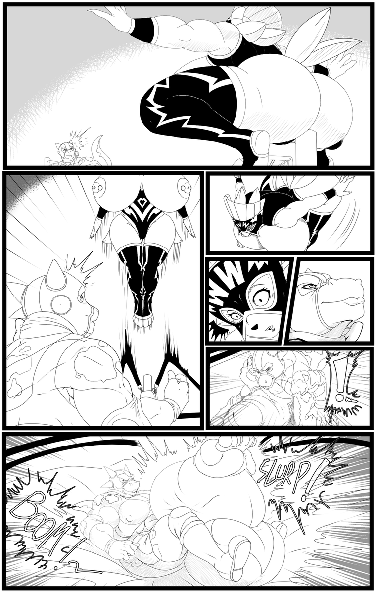 Deadmen233's tweet photo. this toke me a long time a comic i did for @YaBoiCornchip21 and @dino_mikey so enjoy a cock vore wrestling comic commission and big booba and bulges https://t.co/DOYws8dvXK