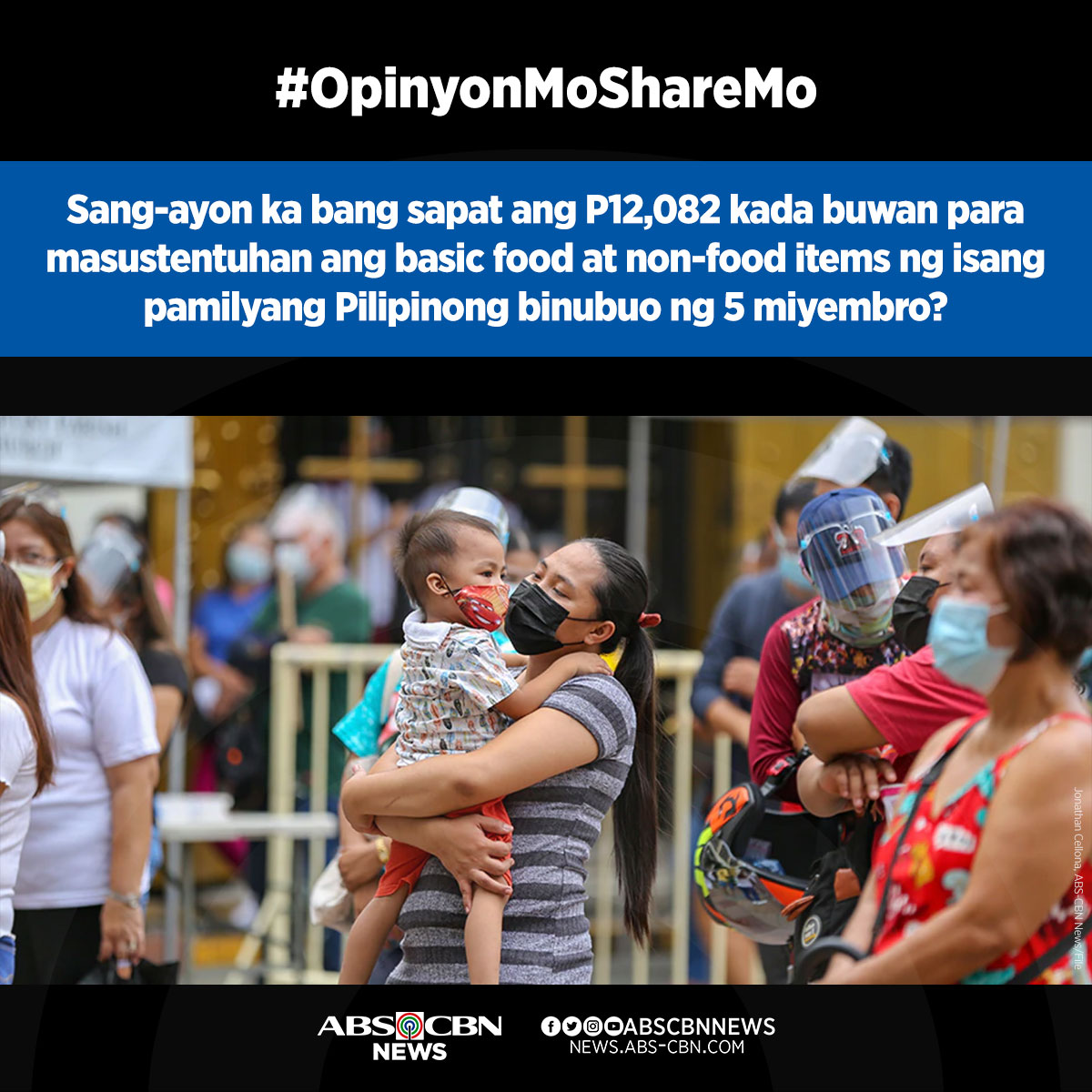 ABSCBNNews's tweet photo. Ayon sa Philippine Statistics Authority, sapat ang P12,082 kada buwan para masustentuhan ang basic food at non-food items ng isang pamilyang may 5 miyembro noong unang semester ng 2021.

Ano'ng saloobin ninyo kaugnay dito?

BASAHIN: https://t.co/xd4JdZbP9P https://t.co/CF36rebw3s