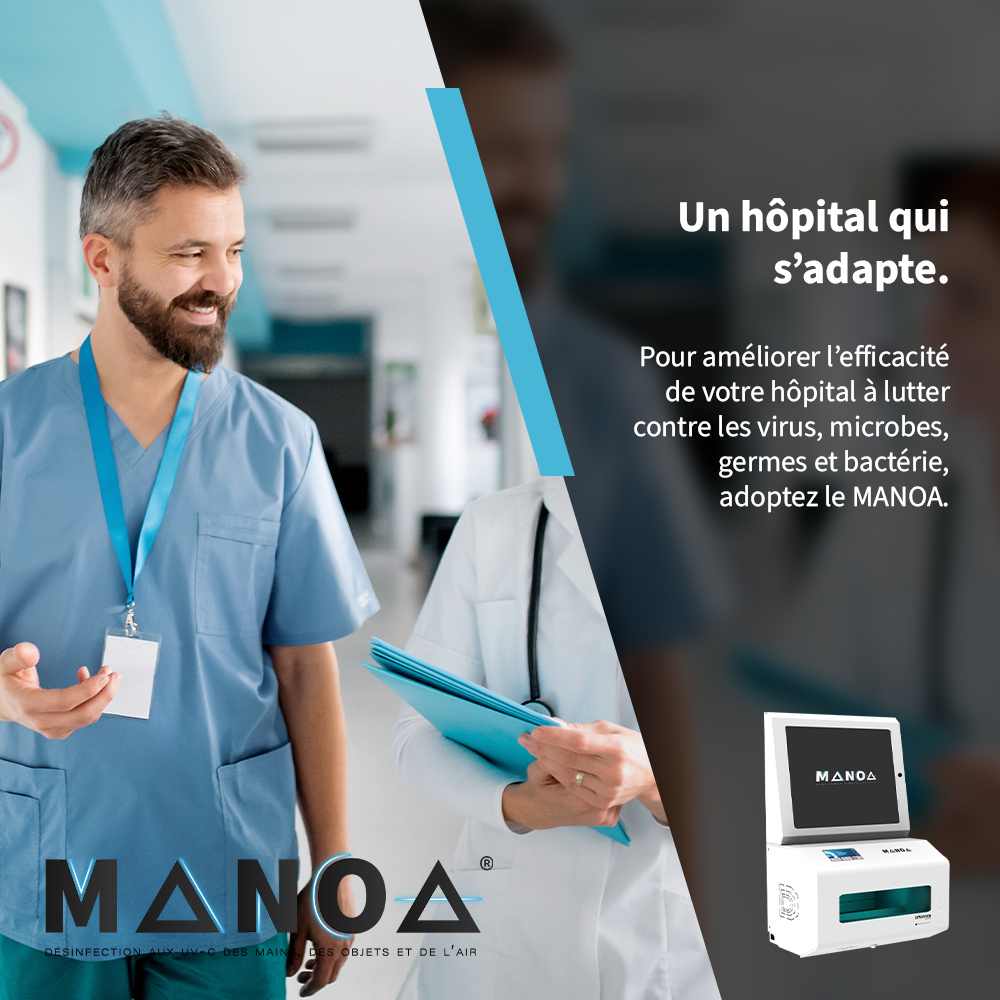 Pour protéger les patients et le personnel soignant dans les hôpitaux des virus, microbes, bactéries et germes, investissez dans la technologie UV-C MANOA qui permet la désinfection des mains, des objets et de l'air pour une efficacité testée et garantie à 99.999%.
#santé #Manoa