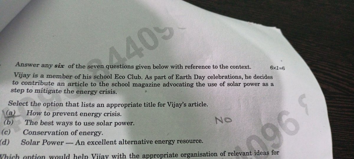 Ashutos07413694's tweet photo. #cbseEnglish 
This is my title for Article what is bad about that 
This is best in my opinion but cbse answer key ans is d  
Writing skills depends on writers subjective judgement and article ka koi format nahi hota title bhi bana banaya
Thi is our #NEP2020inAction https://t.co/NwBef46KGf