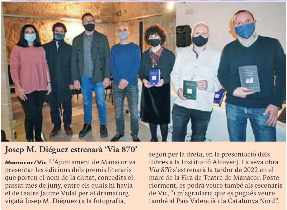 DieguezdeVic's tweet photo. Notícia d'@el9nou d'avui. La intenció és retre un homenatge al sector teatral de #Manacor, tan important en l'àmbit dels #PPCC. Amb 4 "estrenes consecutives": Balears (Manacor), el Principat (#Vic), el País Valencià i la Catalunya Nord. A veure si ens en sortim.
@CosmogoniaT https://t.co/NmMUVqxbvB