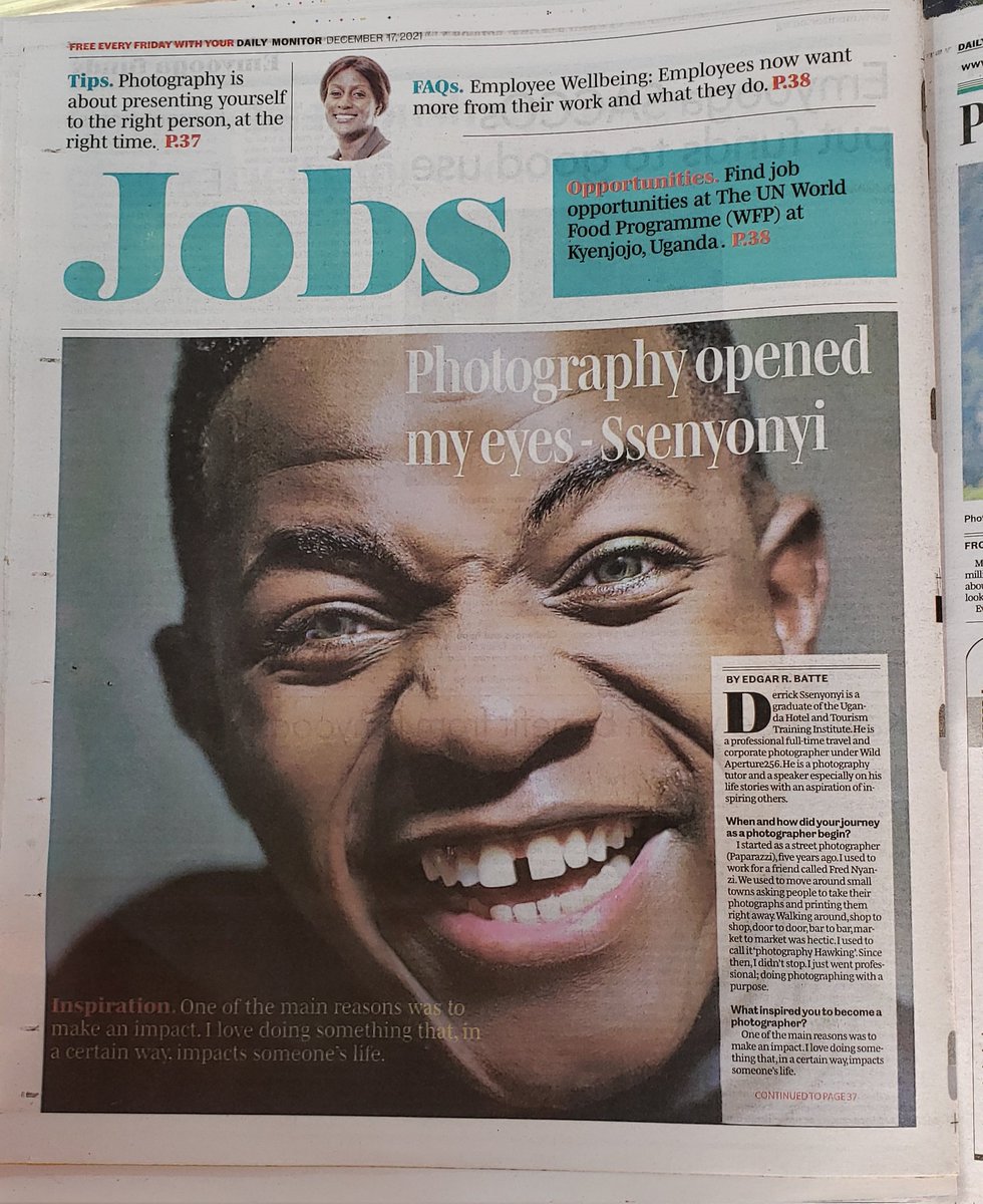 Ssenyonyiderick's tweet photo. I call this Hard work, persistence Prayer! 

Woke up today morning seeing my self on the front of Jobs and Careers in @DailyMonitor, any young entrepreneur and photographer i recommend you this article.

We are getting there step by step Fam🙏🙏

Thanks everyone, God bless! https://t.co/aDjJErfOvn