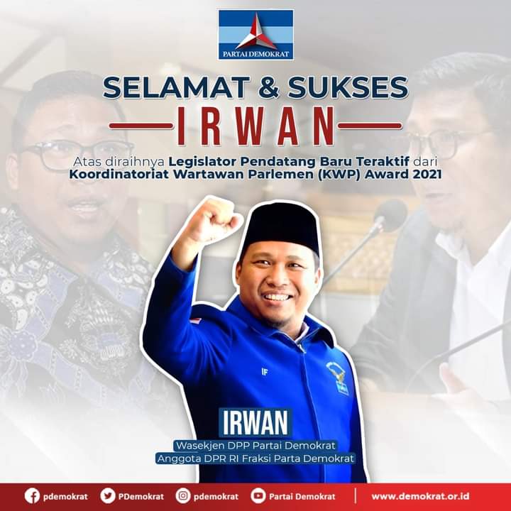 bmikaltim_'s tweet photo. Selamat dan Sukses untuk Wasekjen DPP Partai Demokrat, Irwan, atas diraihnya Legislator Pendatang Baru Teraktif dari Koordinatoriat Wartawan Parlemen (KWP) Award 2021.
.
Semoga sukses terus kedepannya, bersama kita kuat, bersatu kita bangkit! https://t.co/MQDMcO7Ozk