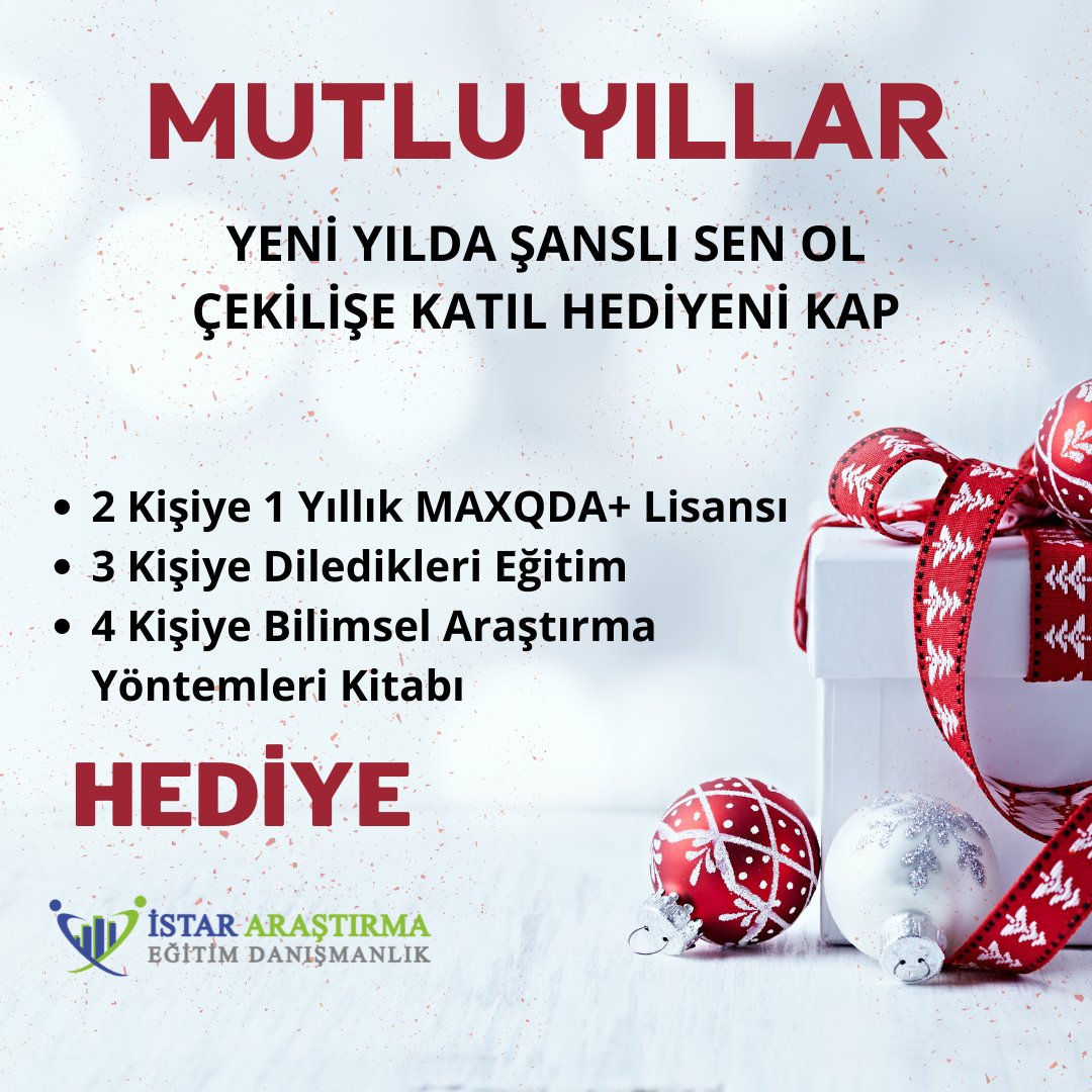 istararastirma's tweet photo. İSTAR Araştırma Mutlu Yıllar Diler 🎉🎄

Yeni yıla girmeden önce çekilişimize katıl hediyeni kap!

📌Çekiliş için yapmanız gerekenler

📍İSTAR Araştırma sayfasını takip etmek,
📍Bu gönderiyi RT'lemek,
📍 Arkadaşlarınızı bu gönderinin altına etiketlemek. 

#Çekiliş #ÇekilişeKatıl https://t.co/3j57GvC4Cc