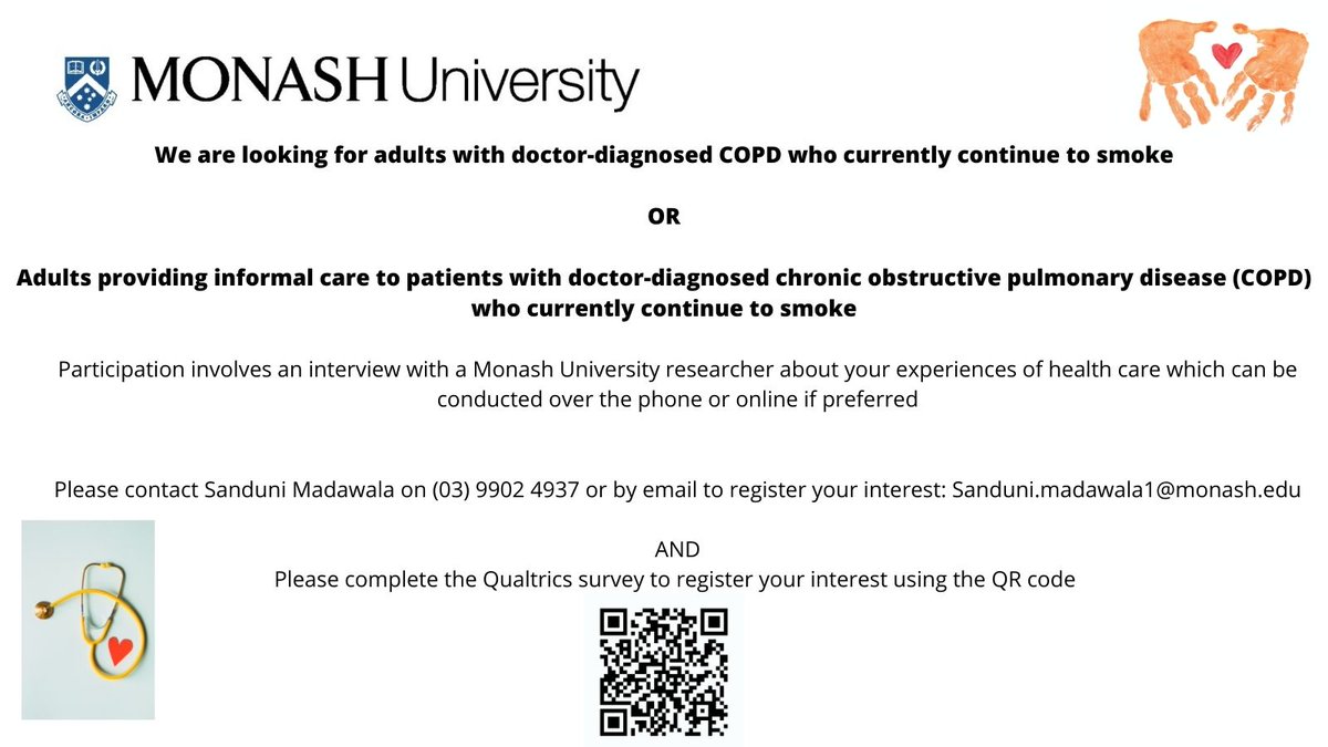 2021 is almost done, but there's still time for Australians affected by #COPD and their carers to contribute to important #qualitative research exploring experiences of healthcare from the perspectives of those who continue to smoke. Link here 👇 monash.az1.qualtrics.com/jfe/form/SV_8D…