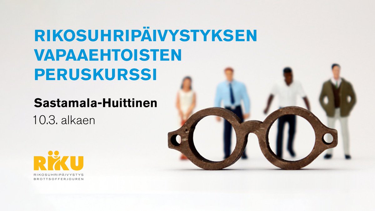 Liity mukaan loistavaan joukkoon ja tule vapaaehtoistyöhön Rikosuhripäivystykseen! Sastamalassa ja Huittisissa järjestetään vapaaehtoisten peruskurssi 10.3.–19.5.2022. Lue lisää osoitteessa riku.fi/vapaaehtoiseksi ja hae viimeistään 23.1.!⁠ #sastamala #huittinen
⁠